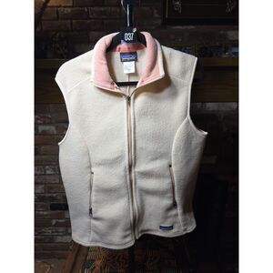 Patagonia Synchilla Vest Women’s L Cream Pink Fleece Full Zip